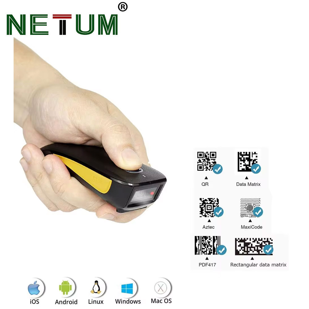 Document Scanner Portable - NETUM pemindai kode batang Bluetooth 2D,
