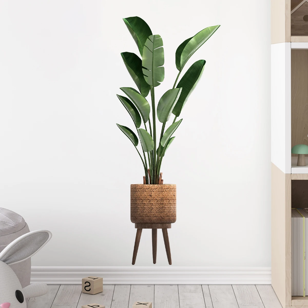 Home Office Layout - Tanaman hijau hias, stiker dinding pot