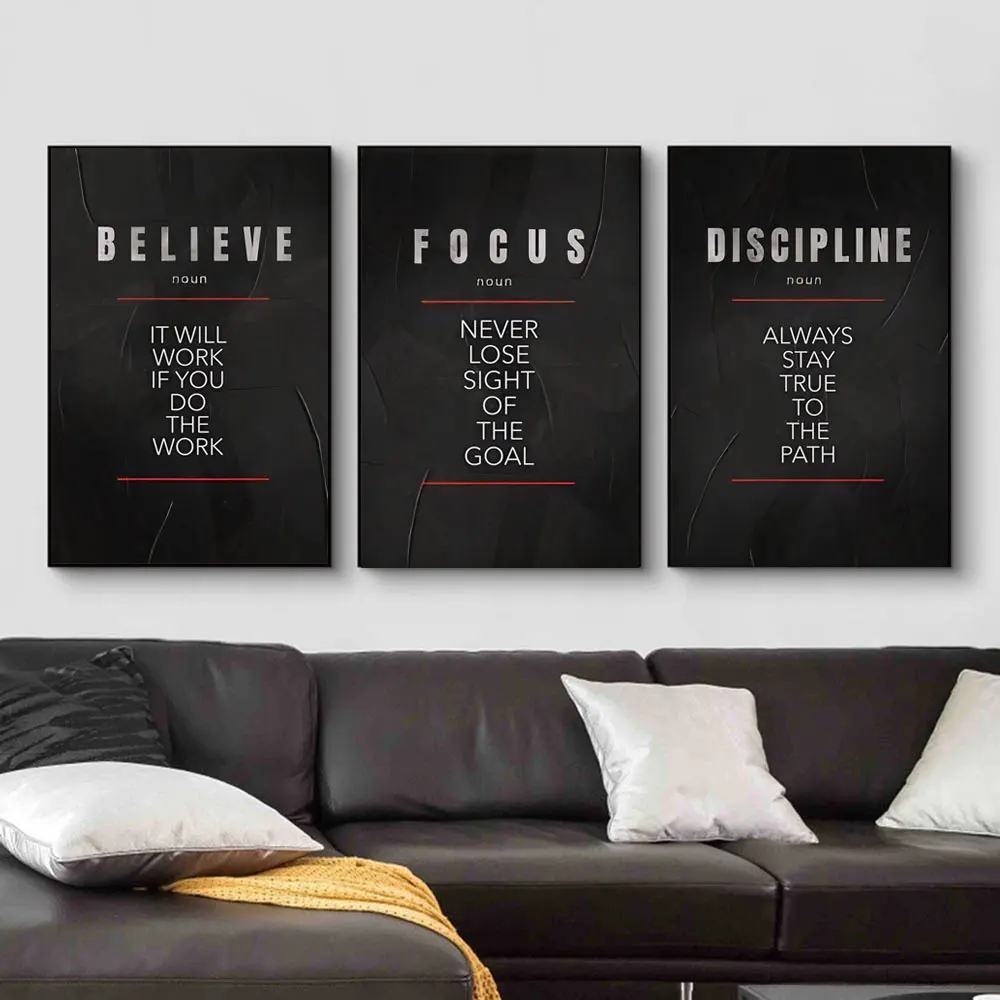 Home Office Room Inspiration - Poster Definisi Disiplin dan Fokus, Seni