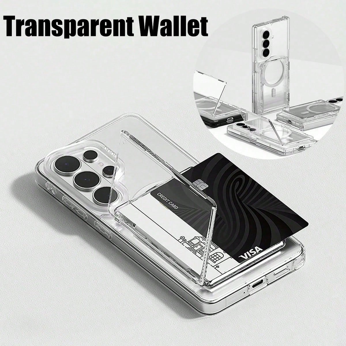 Document Holder Stand - 1 buah Dompet Kartu Transparan Magsafe