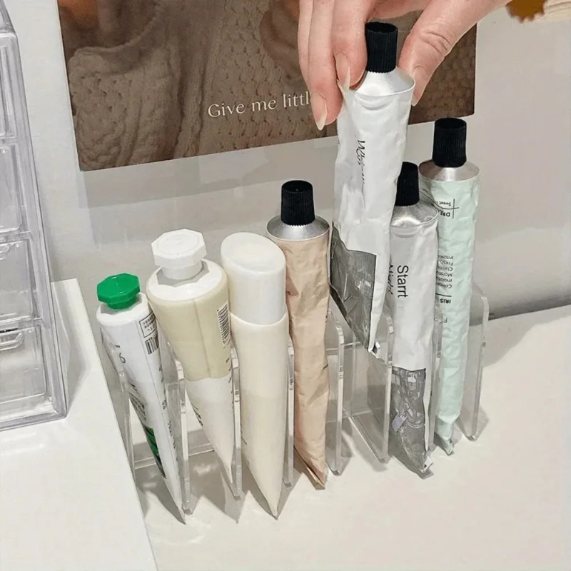 Home Office Work Table - Organizer Kosmetik Plastik Transparan 7-Slot Multi-Fungsi