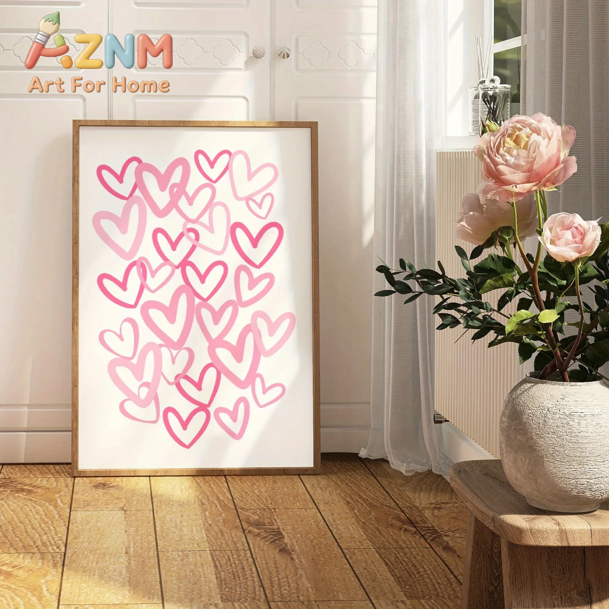 Home Office Room Inspiration - Lukisan Kanvas dengan Motif Hati Berwarna