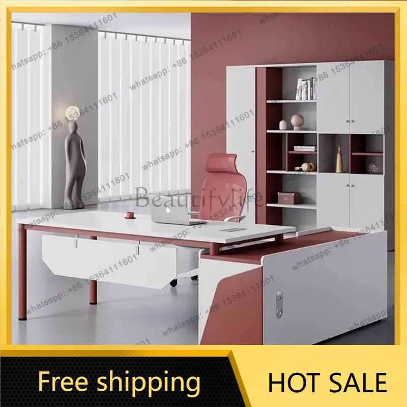 Home Office Work Table - Meja Postmodern LJY Qimink, Meja Komputer,
