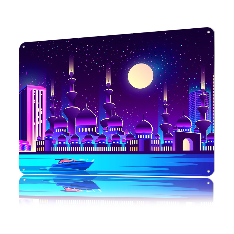 Poster Logam Synthwave Neon Ci - Home Office Dubai ulasan dan harga