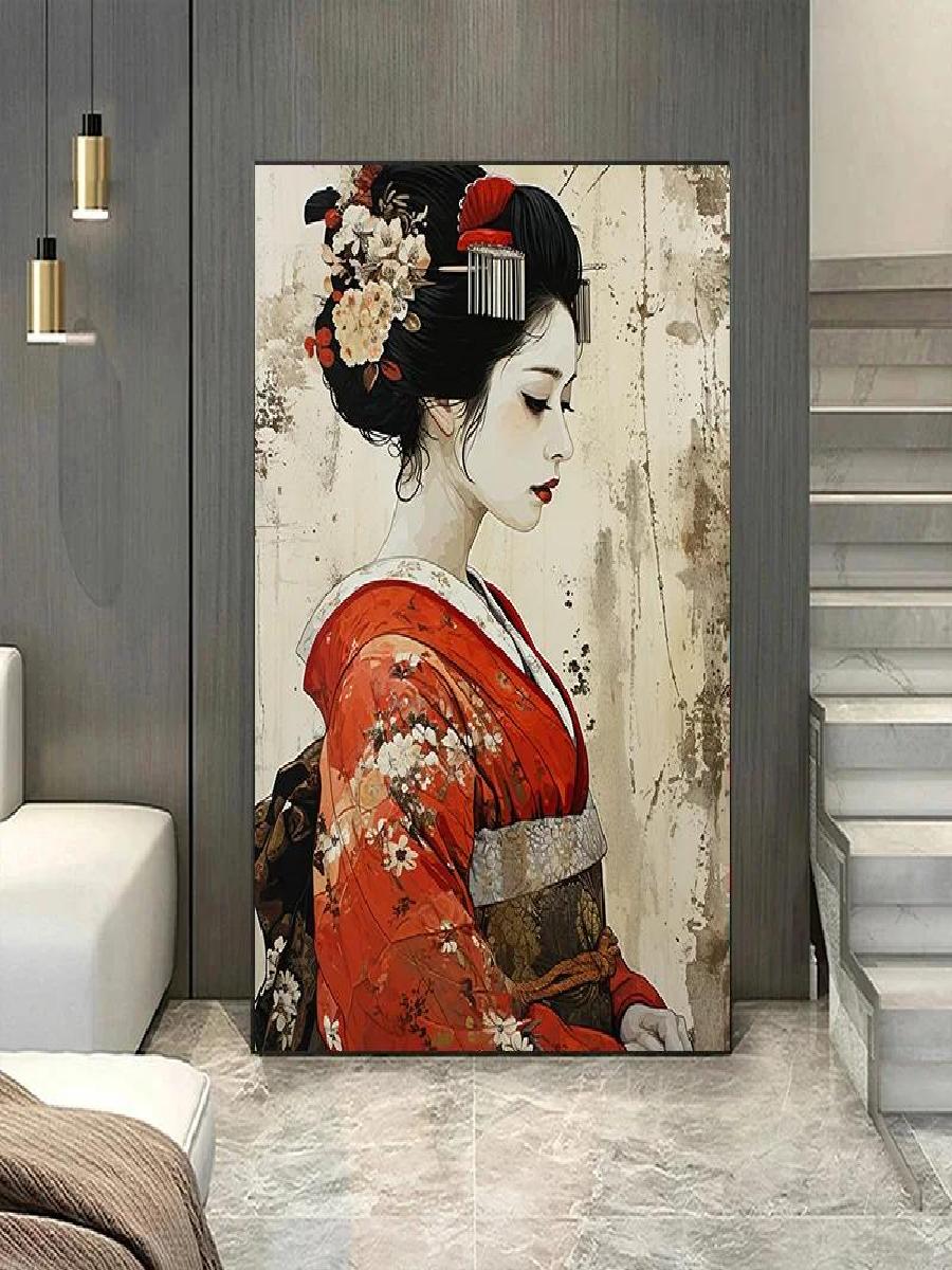 Elegan Kimono Geisha kanvas se - Home Office Room Inspiration ulasan dan harga