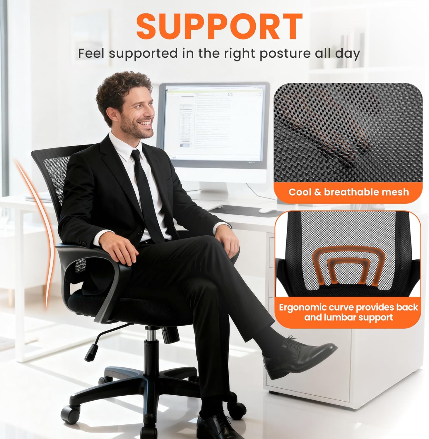 Kursi Kantor Ergonomis Berbaha - Ergonomic Office Chair ulasan dan harga