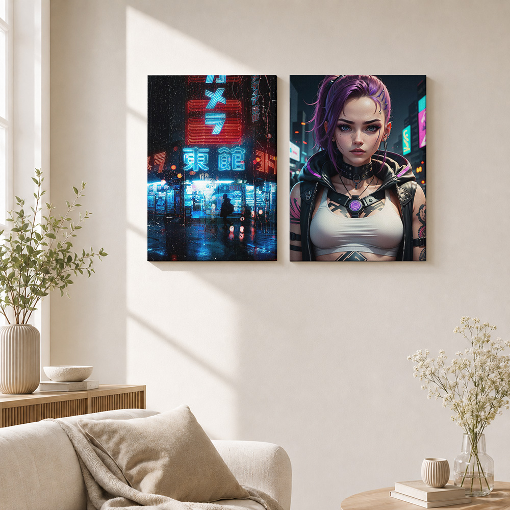 Poster Kanvas Cyberpunk, Foto  - Home Office Or ulasan dan harga